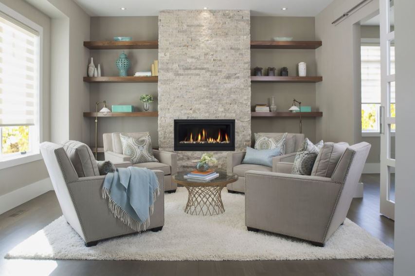 A typcial fireplace focal point